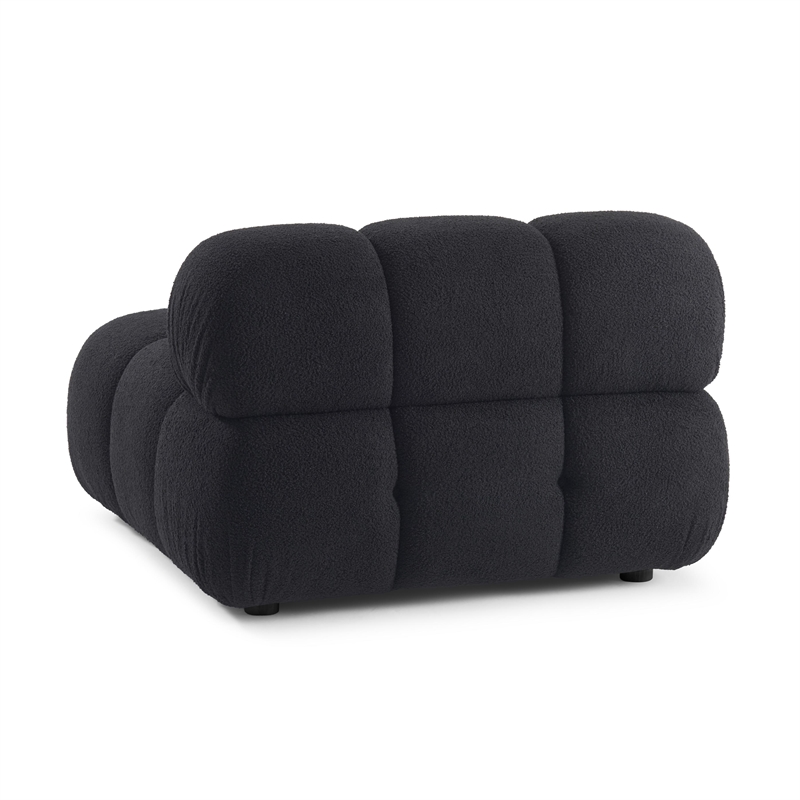 Pemberly Row Contemporary Black Vegan Shearling Modular Armless Chair