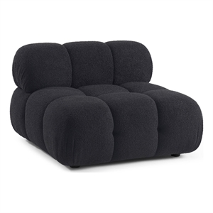 Pemberly Row Contemporary Black Vegan Shearling Modular Armless Chair