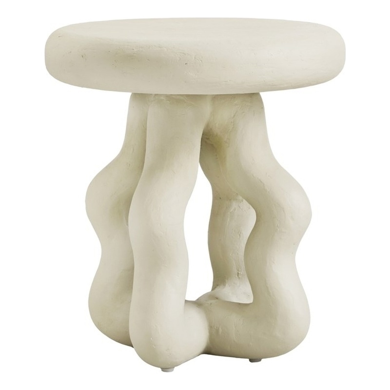 Pemberly Row Handmade Transitional Cream Textured Side Table