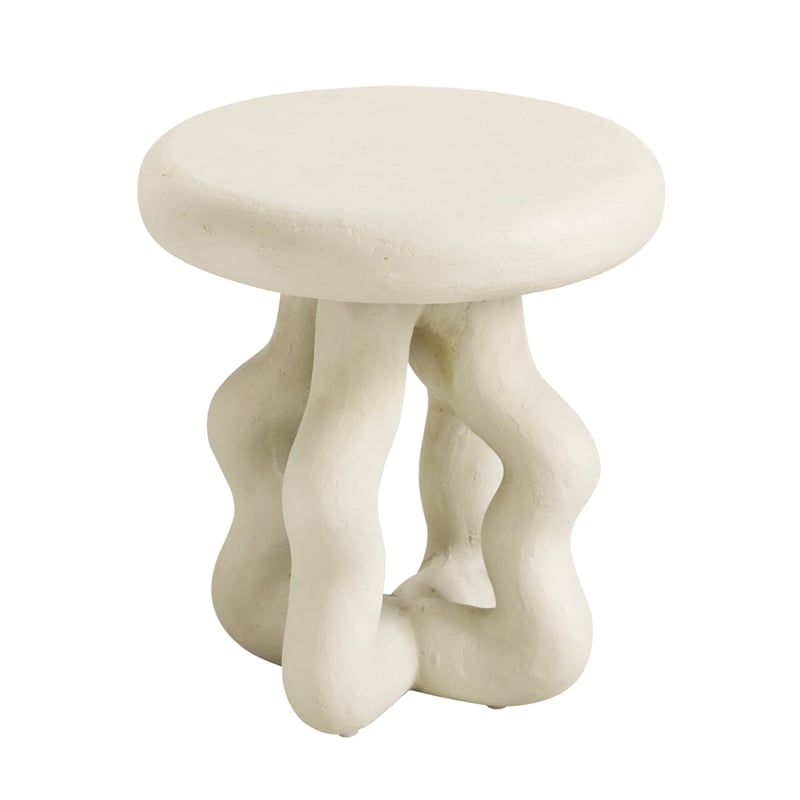 Pemberly Row Handmade Transitional Cream Textured Side Table