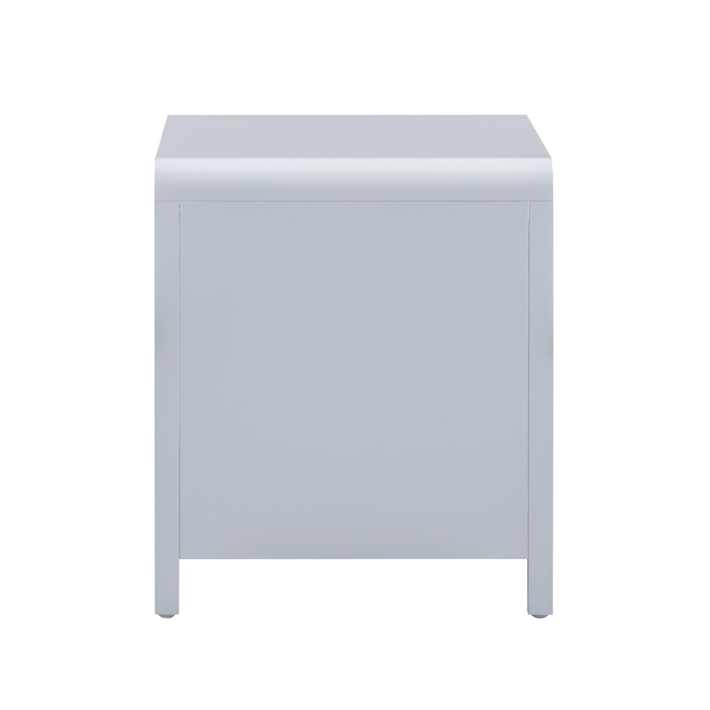 Pemberly Row Contemporary Pastel Blue Rattan 2 Drawer Nightstand