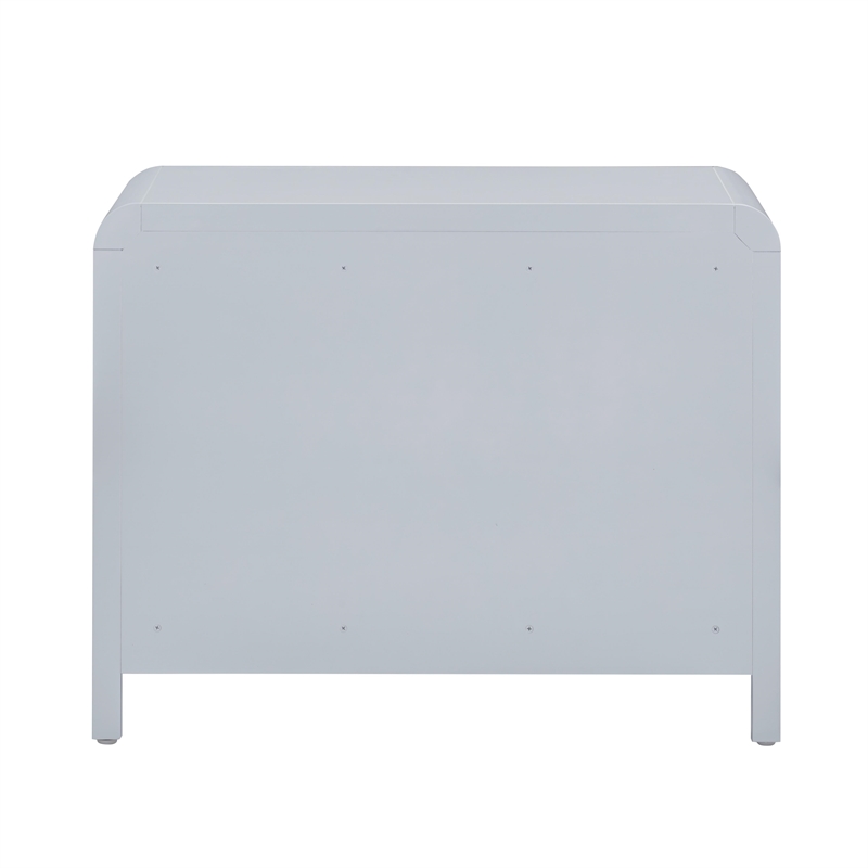 Pemberly Row Contemporary Pastel Blue Rattan 2 Drawer Nightstand