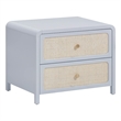 Pemberly Row Contemporary Pastel Blue Rattan 2 Drawer Nightstand
