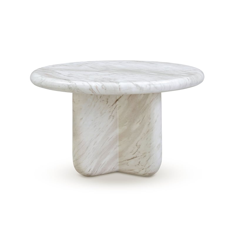 Pemberly Row Marble Indoor/Outdoor 24 inch Round Tall Coffee Table