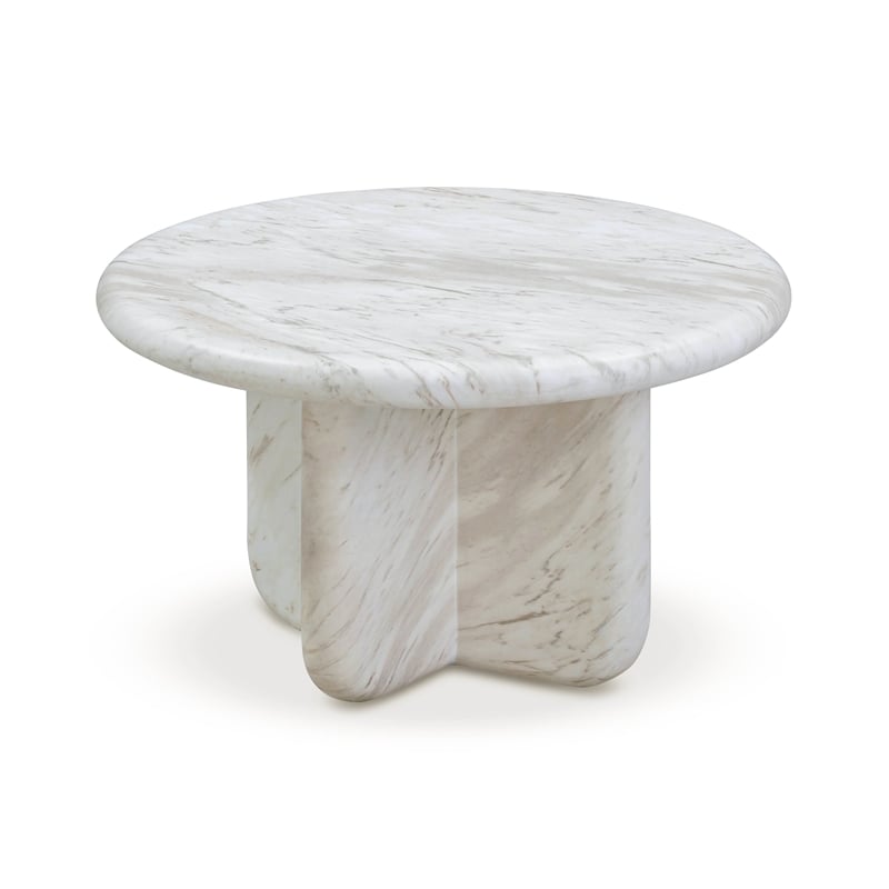Pemberly Row Marble Indoor/Outdoor 24 inch Round Tall Coffee Table