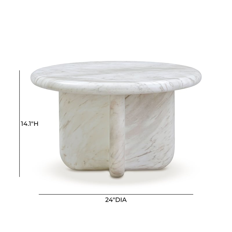 Pemberly Row Marble Indoor/Outdoor 24 inch Round Tall Coffee Table