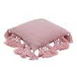 Pemberly Row Transitional Stone Washed Blush Pink Cotton Tasseled Pillow