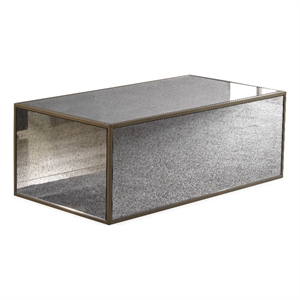 Pemberly Row Transitional Mirrored Large Coffee Table - 48&quotW x 48&quotD x 18.5&quotH