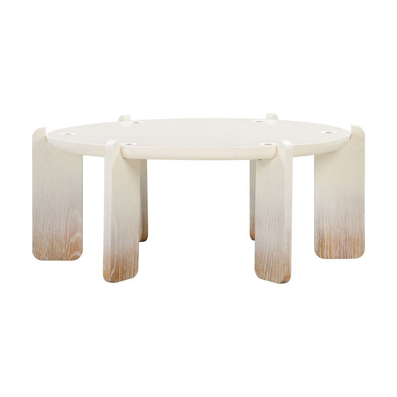 Pemberly Row Handmade Modern Transitional Cream Oak Coffee Table