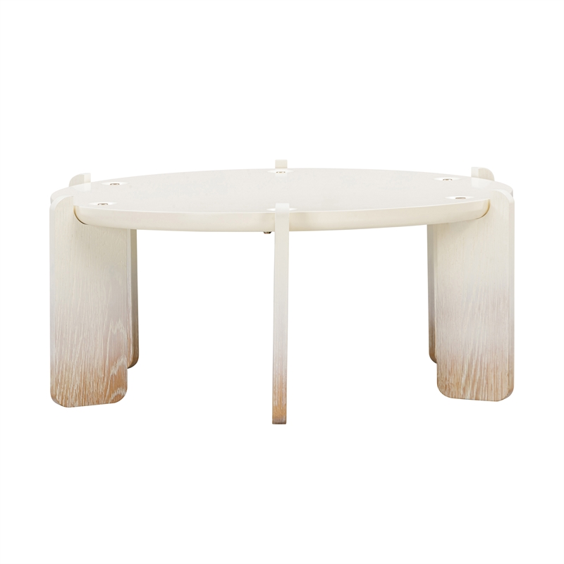 Pemberly Row Handmade Modern Transitional Cream Oak Coffee Table