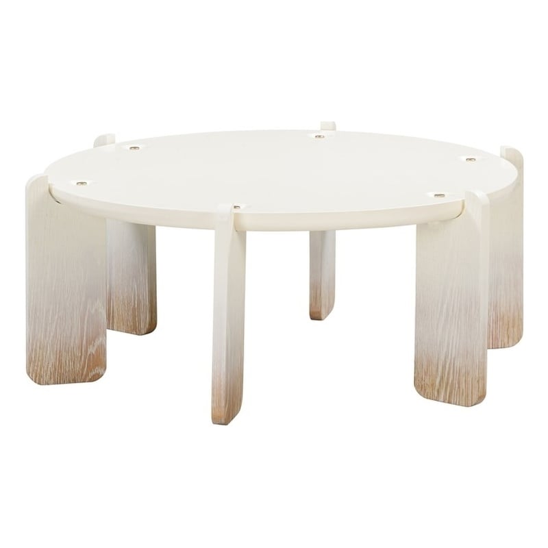 Pemberly Row Handmade Modern Transitional Cream Oak Coffee Table