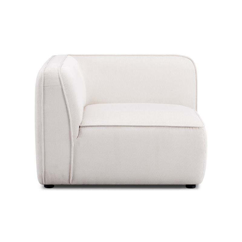 Pemberly Row White Sand Performance Corduroy Velvet Corner Chair