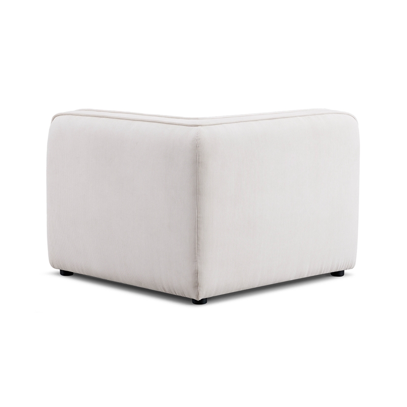 Pemberly Row White Sand Performance Corduroy Velvet Corner Chair