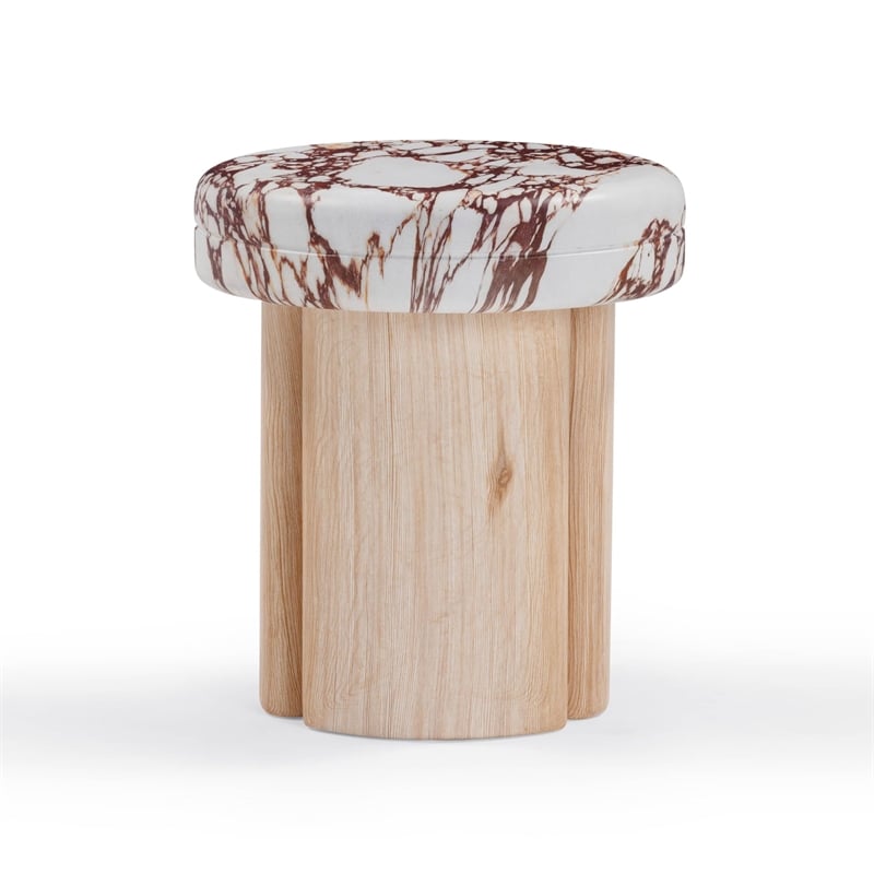 Pemberly Row Wood and Breccia Capraia Textured Concrete Side Table