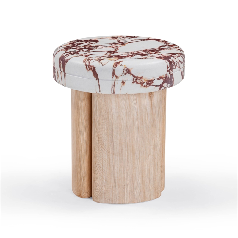 Pemberly Row Wood and Breccia Capraia Textured Concrete Side Table