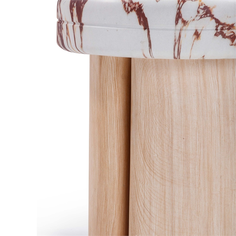 Pemberly Row Wood and Breccia Capraia Textured Concrete Side Table