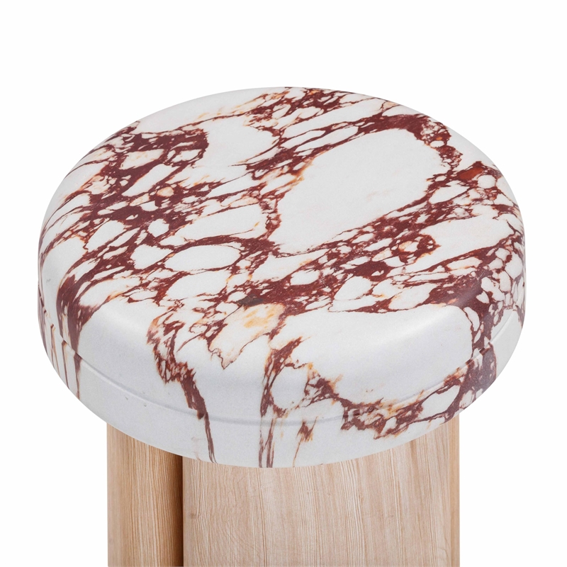 Pemberly Row Wood and Breccia Capraia Textured Concrete Side Table