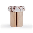Pemberly Row Wood and Breccia Capraia Textured Concrete Side Table