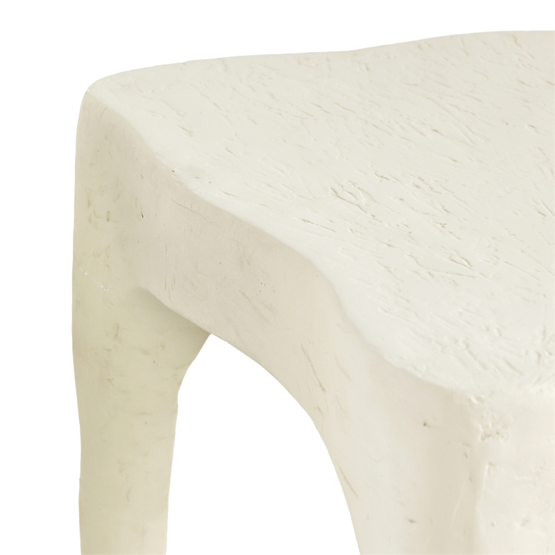 Pemberly Row Handmade Contemporary Skully Cream Textured Side Table