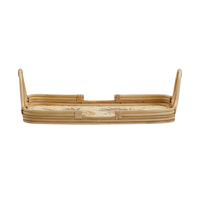 Pemberly Row Contemporary Floral Bamboo Tray - 20.3