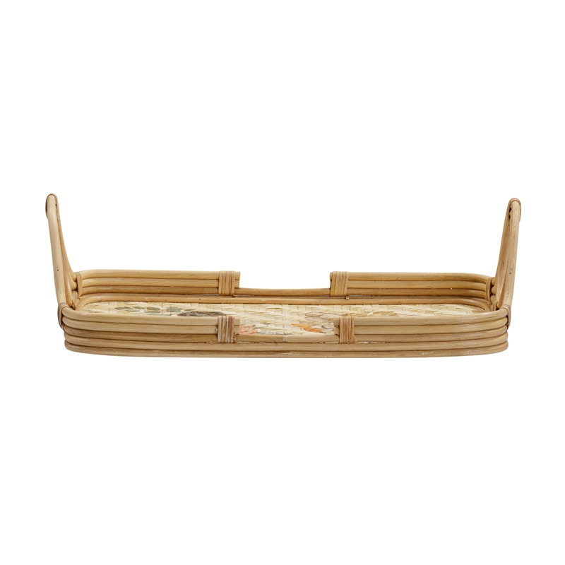 Pemberly Row Contemporary Floral Bamboo Tray - 20.3