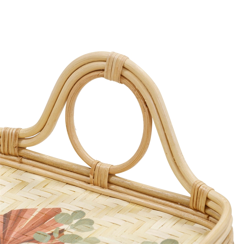 Pemberly Row Contemporary Floral Bamboo Tray - 20.3