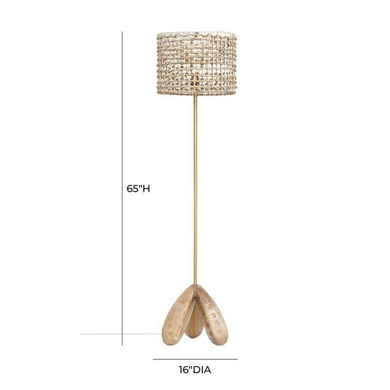 Pemberly Row Handmade Transitional Natural Wooden Floor Lamp