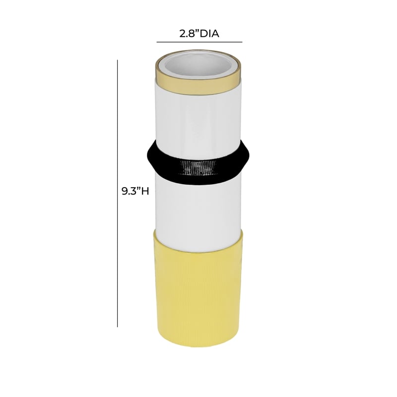 Pemberly Row Handmade Transitional Mustard Yellow Metal Vase