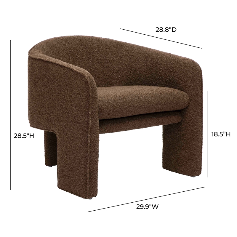 Pemberly Row Transitional Chocolate Brown Boucle Accent Chair