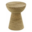 Pemberly Row Transitional Metal & Seagrass Side Table in Natural