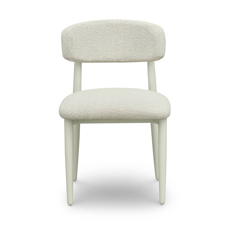 Pemberly Row Contemporary Cream Textured Outdoor Dining Side Chair