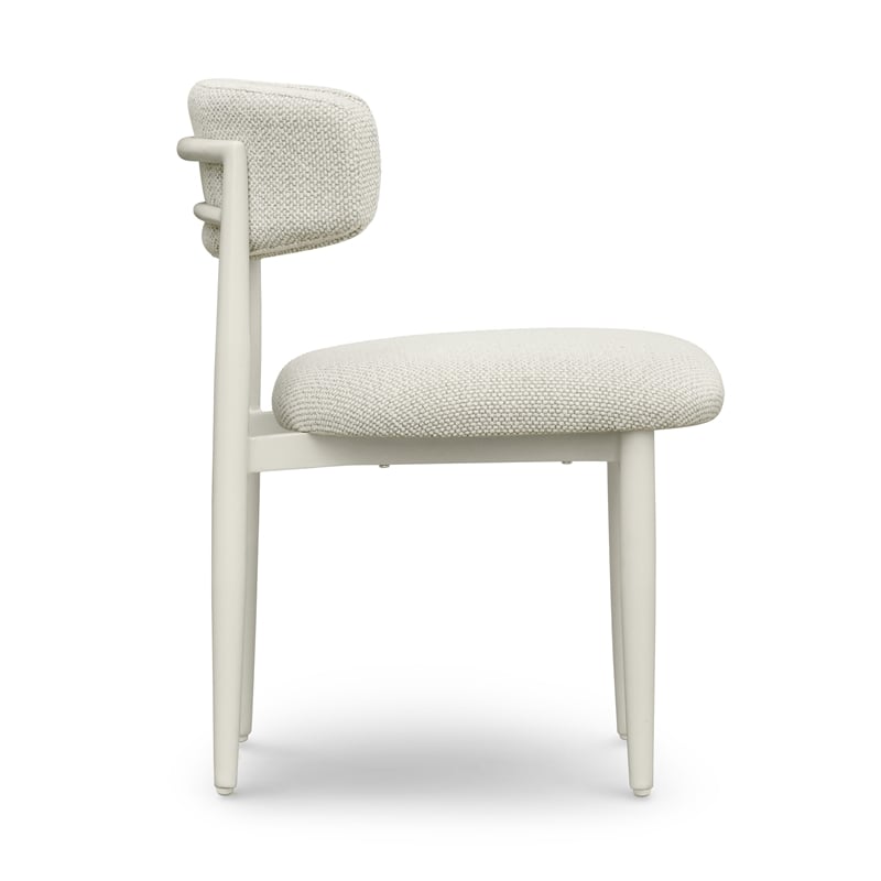Pemberly Row Contemporary Cream Textured Outdoor Dining Side Chair