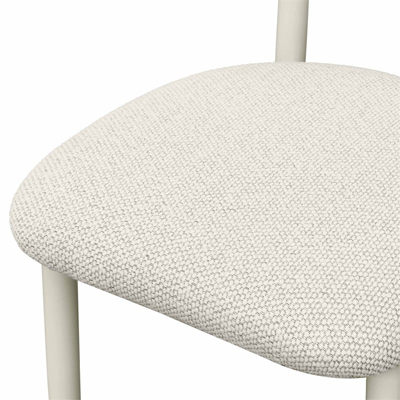 Pemberly Row Contemporary Cream Textured Outdoor Dining Side Chair