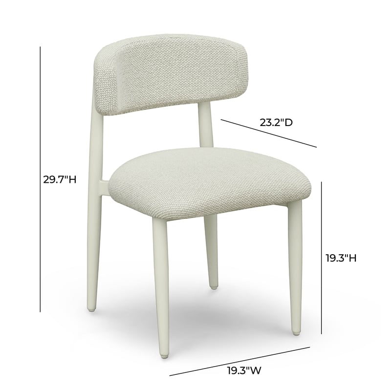 Pemberly Row Contemporary Cream Textured Outdoor Dining Side Chair