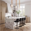 Pemberly Row Transitional Black Vegan Leather on Black Adjustable Stool