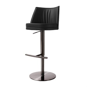 Pemberly Row Transitional Black Vegan Leather on Black Adjustable Stool