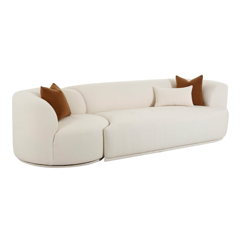Pemberly Row Cream Boucle 2-Piece Modular Right-Arm Facing Sofa