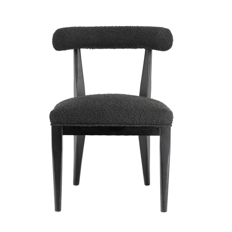 Pemberly Row Transitional Black Boucle Upholstered Dining Chair