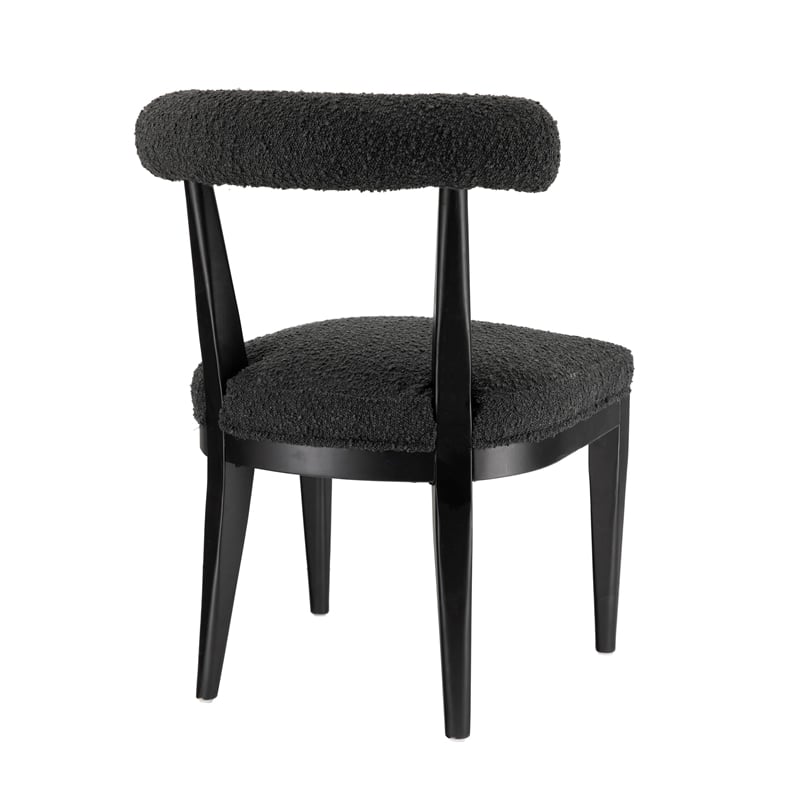 Pemberly Row Transitional Black Boucle Upholstered Dining Chair
