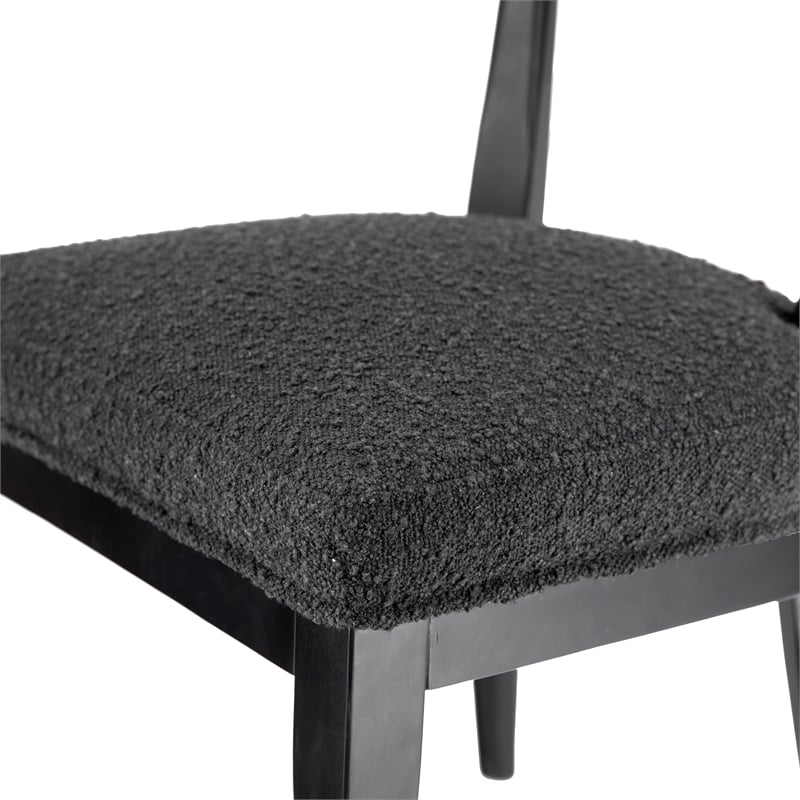 Pemberly Row Transitional Black Boucle Upholstered Dining Chair