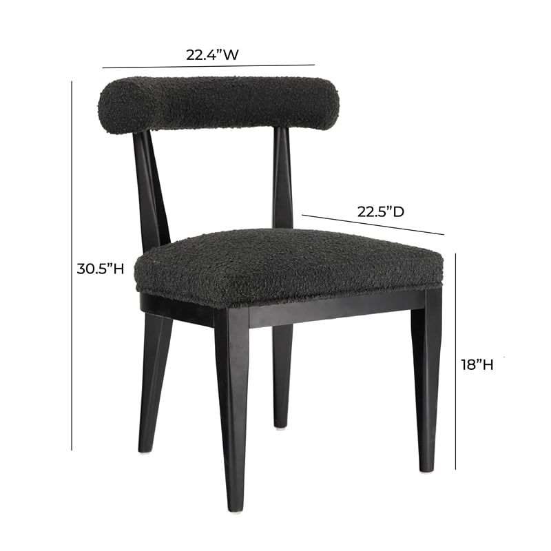 Pemberly Row Transitional Black Boucle Upholstered Dining Chair