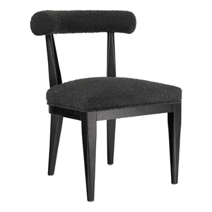 Pemberly Row Transitional Black Boucle Upholstered Dining Chair