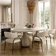 Pemberly Row Contemporary Cream Vegan Leather 2-Tone Dining Chair