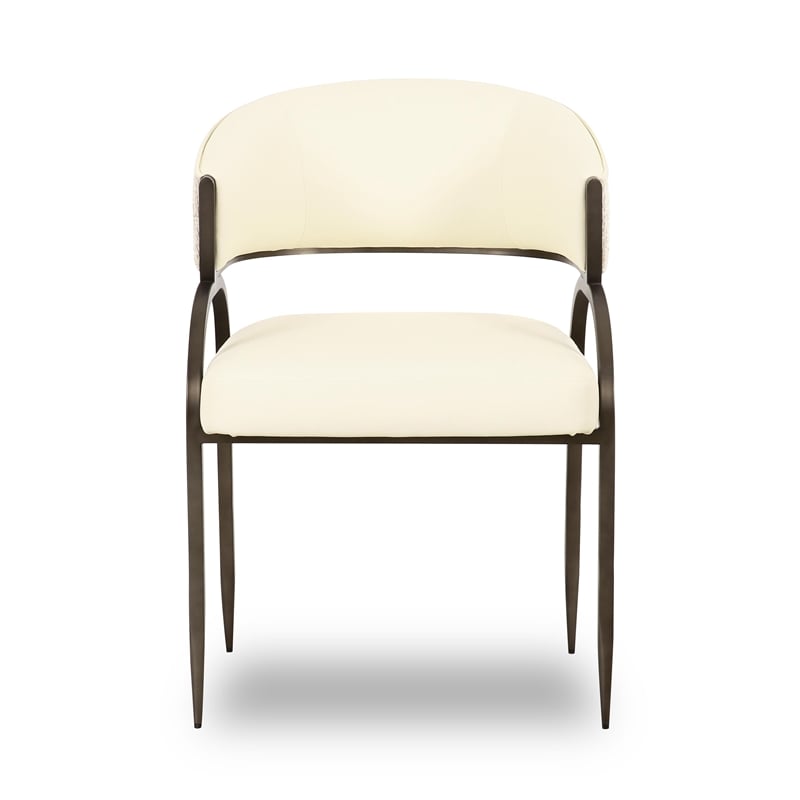 Pemberly Row Contemporary Cream Vegan Leather 2-Tone Dining Chair
