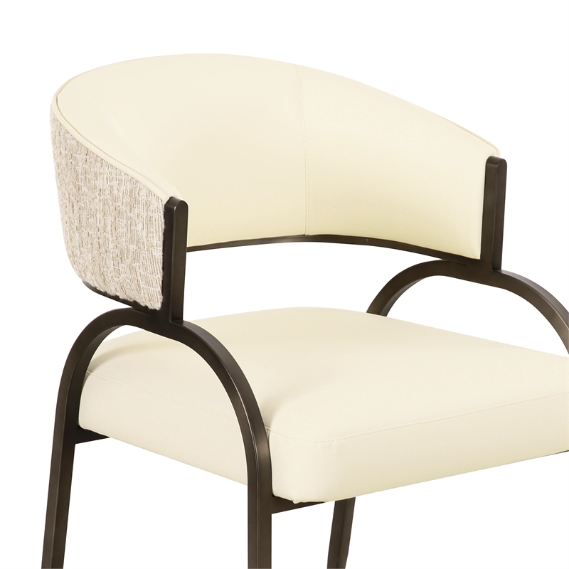 Pemberly Row Contemporary Cream Vegan Leather 2-Tone Dining Chair