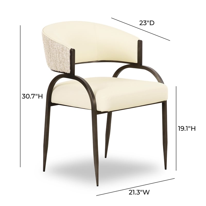 Pemberly Row Contemporary Cream Vegan Leather 2-Tone Dining Chair