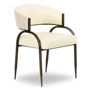 Pemberly Row Contemporary Cream Vegan Leather 2-Tone Dining Chair