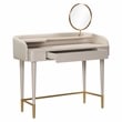 Pemberly Row Transitional Vegan Leather & Wood Vanity Desk in Taupe