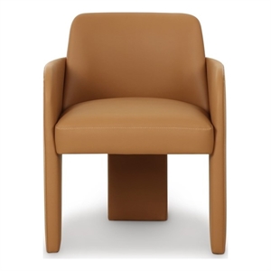 Pemberly Row Transitional Tan Performance Vegan Leather Dining Chair