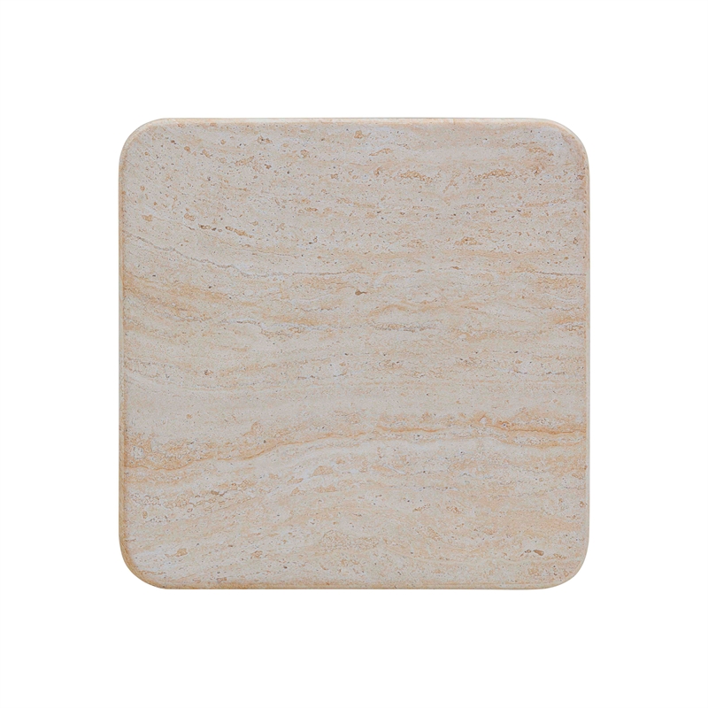 Pemberly Row Travertine & Breccia Concrete Indoor / Outdoor Side Table
